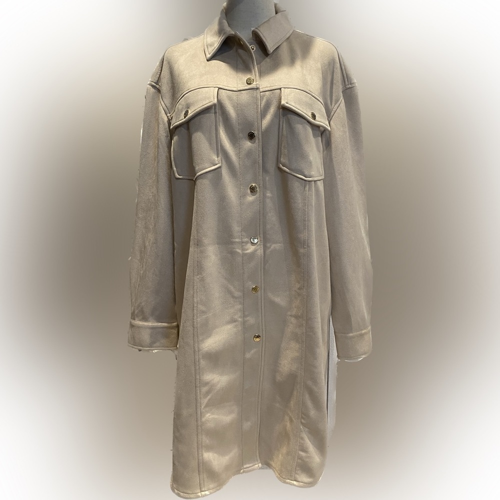 Andrew Marc New York Tan Faux Leather Suede Jacket Women's Size M  NWT